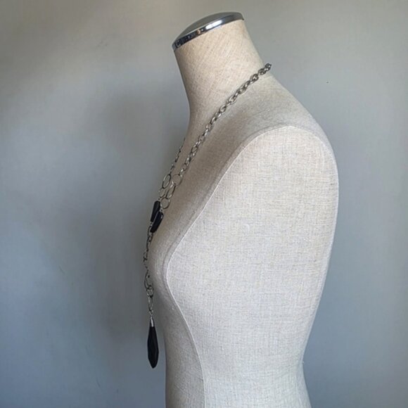 Silver and Black Pendant Necklace - Picture 4 of 7